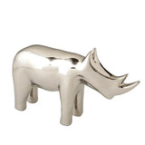 Rhino-Bright Silver sculpture(قطعة  بشكل وحيد القرن-  لونها فضي لامع)