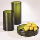 Ribbed Glass Vase-Olive-Small(مزهرية زجاجية - اخضر - صغير)