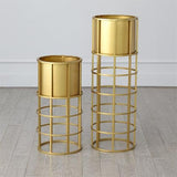 Ringed Planter-Brass-Lg