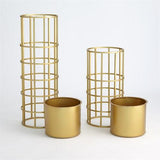 Ringed Planter-Brass-Lg