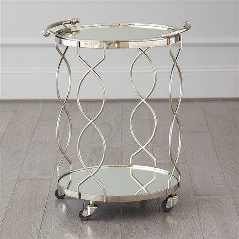 Round Lattice Serving Cart with Tray - Nickel