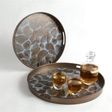 Screen Printed Rock Motif Round Tray-Bronze-Large(صينية دائرية - برونز - كبير)