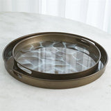 Screen Printed Rock Motif Round Tray-Bronze-Large(صينية دائرية - برونز - كبير)