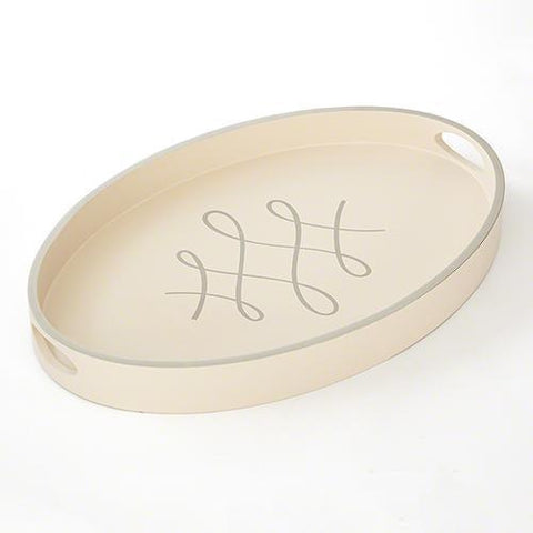 Script Oval Tray in Ivory(صينية بيضاوية الشكل مزخرفة بالعاج)