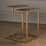 Set of 2 C-Nesting Tables-Brass(S / 2  طاولات متداخلة من النحاس الأصفر)