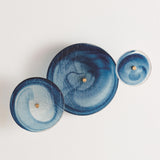 Set of 3 Crosshatched Wall Discs-Blue Swirl(  أقراص حائط متقاطعة - ازرق - مجموعة من ٣)