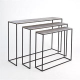 Set of 3 Sand Casted Nesting Consoles-Black Frame w/Nickel Top(مجموعة من ثلاثة مداخل متداخلة - إطار أسود مع سطح من النيكل)