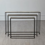 Set of 3 Sand Casted Nesting Consoles-Black Frame w/Nickel Top(مجموعة من ثلاثة مداخل متداخلة - إطار أسود مع سطح من النيكل)