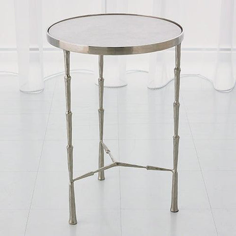 Spike Accent Table-Antique Nickel w/White Marble