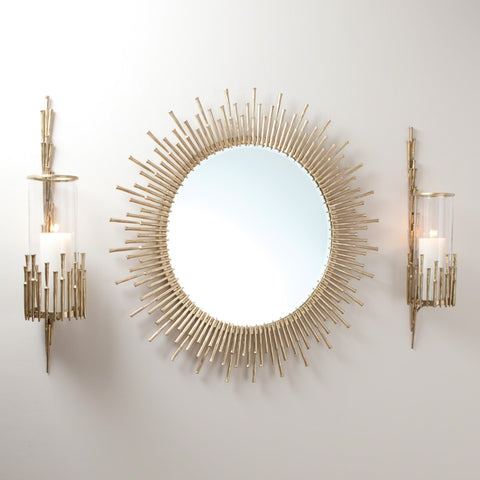 Spike Mirror-Antique Brass(مرآة جدارية مشطوفة مصنوعة من النحاس مقاس 42*2 بوصة)