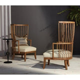 Spindle Wing Chair-Beige Leather(كرسي بجناح المغزل - جلد بيج)