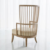 Spindle Wing Chair-Beige Leather(كرسي بجناح المغزل - جلد بيج)