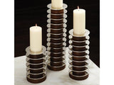 Stacked Plate Candle Holder-Small(شمعدان الحلقات الخشبية المرصوصة - صغير)