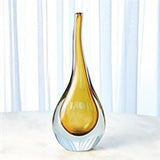 Stretched Neck Vase-Amber-Large(مزهرية العنق الممتدة - بلون العنبر- كبير)