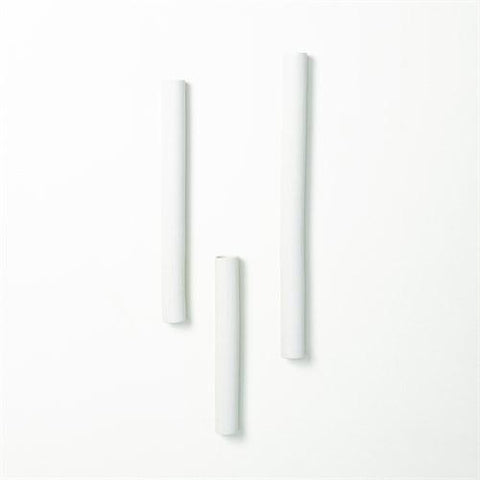 Striped Tube Wall Vase-Matte White-Large(مزهرية حائط أنبوبية مخططة - ابيض غير لامع - كبير)