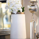 Tall Encircle Vase-White/Platinum(مزهرية أسطوانية مرتفعة - بيضاء محاطة بشريطين من البلاتين)
