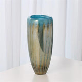 Tear Drop Folded Vase-Turquoise/Metallic-Large size(مزهرية مطوية بشكل دمعة - تركواز / - حجم كبير)