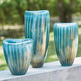 Tear Drop Folded Vase-Turquoise/Metallic-Large size(مزهرية مطوية بشكل دمعة - تركواز / - حجم كبير)