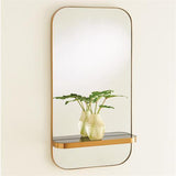 Train Car Mirror-Gold w/Black Marble Shelf(مرآة - ذهبي مع رف رخامي أسود  )