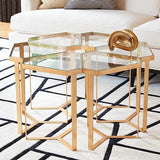Tri-Hex Table-Gold Leaf(طاولة تري هيكس- لون ورق الذهب - بسطح زجاجي)