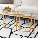 Tri-Hex Table-Gold Leaf(طاولة تري هيكس- لون ورق الذهب - بسطح زجاجي)