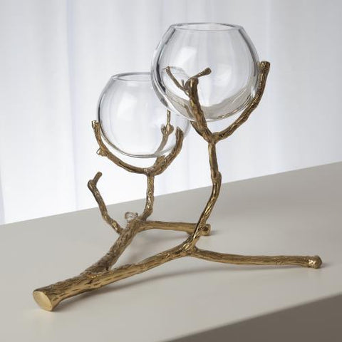 Twig 2 Vase Holder-Brass(حامل زهرتين من النحاس الأصفر)