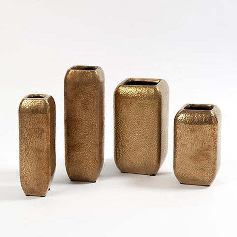 Wide Hammered Vase-Matte Gold-Large(مزهرية عريضة مطروقة-ذهبي-كبيرة)