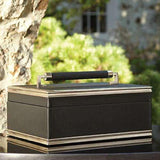 Wrapped Handle Leather Box-Black/Nickel