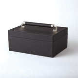 Wrapped Leather Handle Box-Black(علبة  ذات مقبض مغلف بالجلد - لونها أسود)