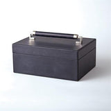 Wrapped Leather Handle Box-Blue Wash(صندوق ذات مقبض - مغلف بالجلد - أزرق)