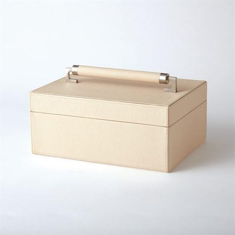 Wrapped Leather Handle Box-Ivory(صندوق من العاج ذو مقبض مغلف بالجلد)
