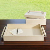 Wrapped Leather Handle Box-Ivory(صندوق من العاج ذو مقبض مغلف بالجلد)