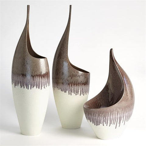 Curved Vase-Amethyst Drip-Tall Stem