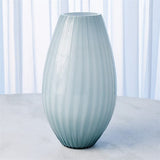 Cased Glass Stripe Vase-Blue-Lg