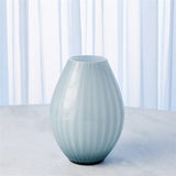 Cased Glass Stripe Vase-Blue-Sm