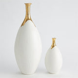 Dipped Golden Crackle/White Slender Vase-Sm