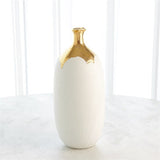 Dipped Golden Crackle/White Cylinder Vase-Lg