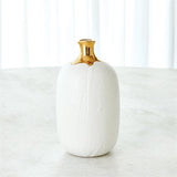 Dipped Golden Crackle/White Cylinder Vase-Sm