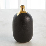 Dipped Golden Crackle/Black Cylinder Vase-Sm