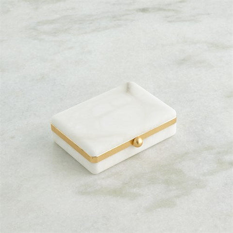 Gold Band Swivel Alabaster Box-Med