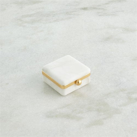 Gold Band Swivel Alabaster Box-Sm