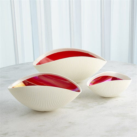 Pleated Bowl-Deep Red-Sm