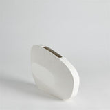 Offset Square Scratch Vase-Matte White-Low