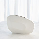 Offset Square Scratch Vase-Matte White-Low