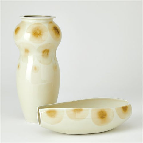 Spots Vase-White w/Taupe Spots