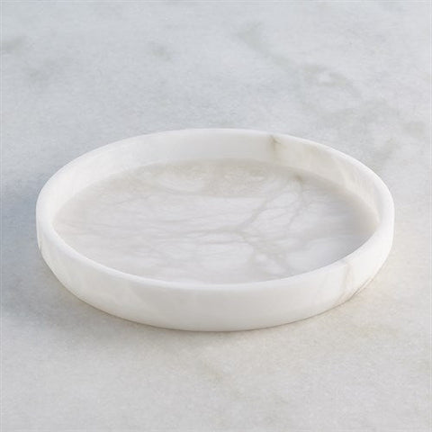 Alabaster Tapered Round Tray-White