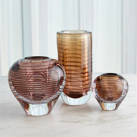 Spiraled Vase-Amber-Sm
