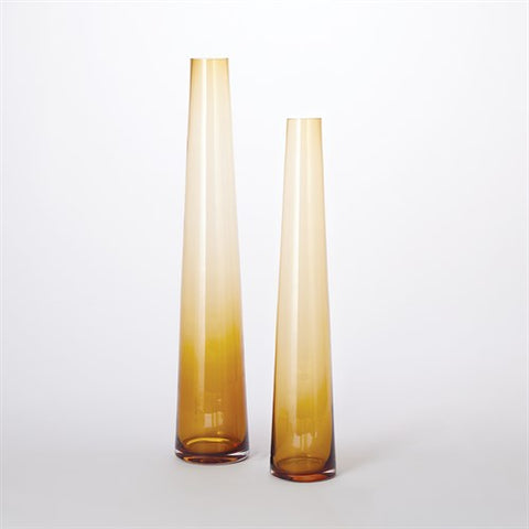 Glass Tower Vase-Amber-Sm