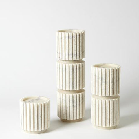 Channel Pillar Holder-White Marble-Lg