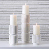 Channel Pillar Holder-White Marble-Med